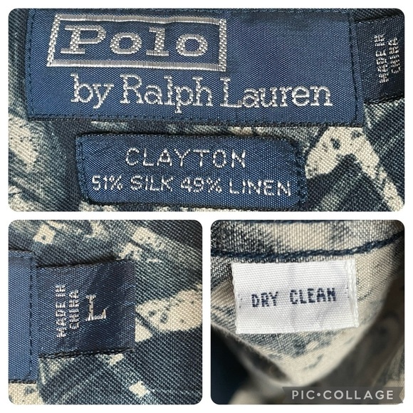 Polo Ralph Lauren Clayton Blue Linen Silk Palm Tree Hawaiian Button Shirt Sz L - Picture 3 of 12